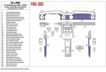 Ford Mustang 2005-2009 Soft roof-Coupe, Full Set BD Interieur Dashboard Bekleding Volhouder