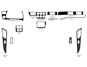Peterbilt 567 Truck - bouwjaar 2013-2021 Interieurcabinestijl Volledige dashboardafwerkingsset