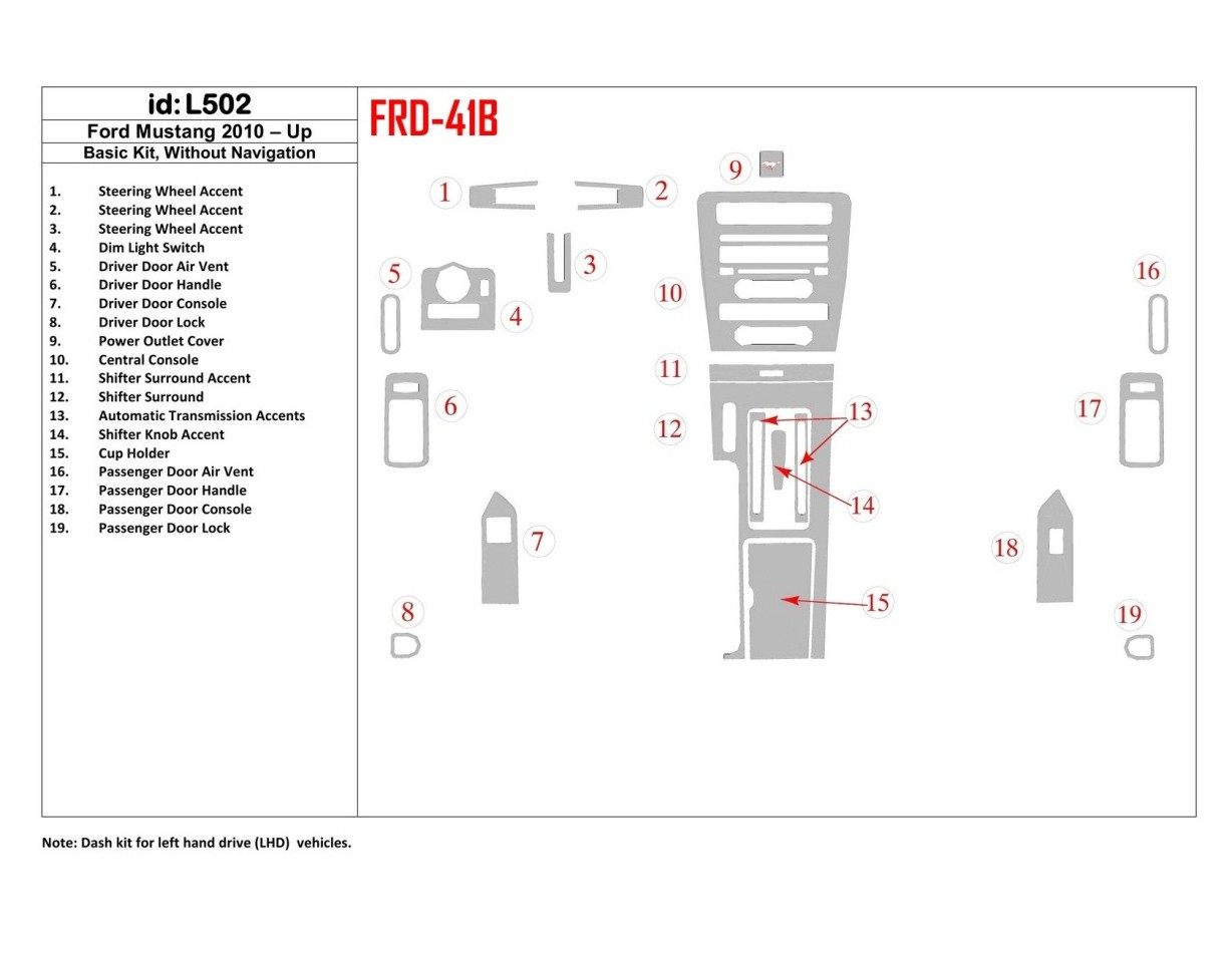 Ford Mustang 2010-UP Grundset, Without NAVI BD innenausstattung armaturendekor cockpit dekor - 1- Cockpit Dekor Innenraum