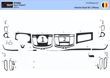 Ford New Transit 2020 3D Interior Dashboard Trim Kit Dash Trim Dekor 27-Parts