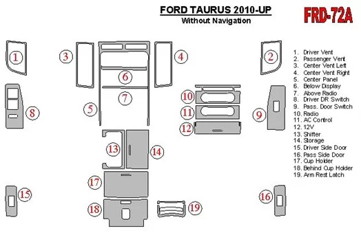 Ford Taurus 2010-UP BD innenausstattung armaturendekor cockpit dekor - 1- Cockpit Dekor Innenraum