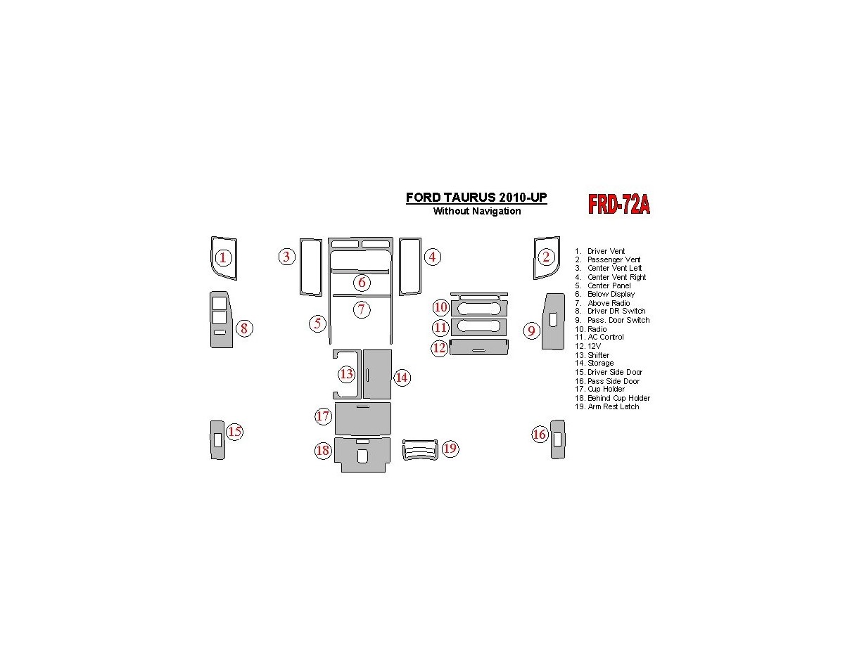 Ford Taurus 2010-UP Interior BD Dash Trim Kit