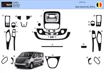 Renault Trafic 01.2015 3M 3D Interior Dashboard Trim Kit Dash Trim Dekor 30-Parts