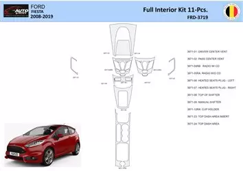 Ford Fiesta 2008-2017 Interior WHZ Dashboard trim kit 28 Parts