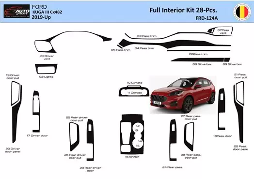 Ford Kuga III 2019-Up Kit la décoration du tableau de bord 28 Pièce - 1 - habillage decor de tableau de bord