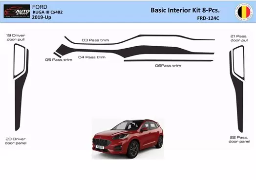 Ford Kuga III dal 2019 in poi Kit rivestimento cruscotto interno WHZ 20 pezzi