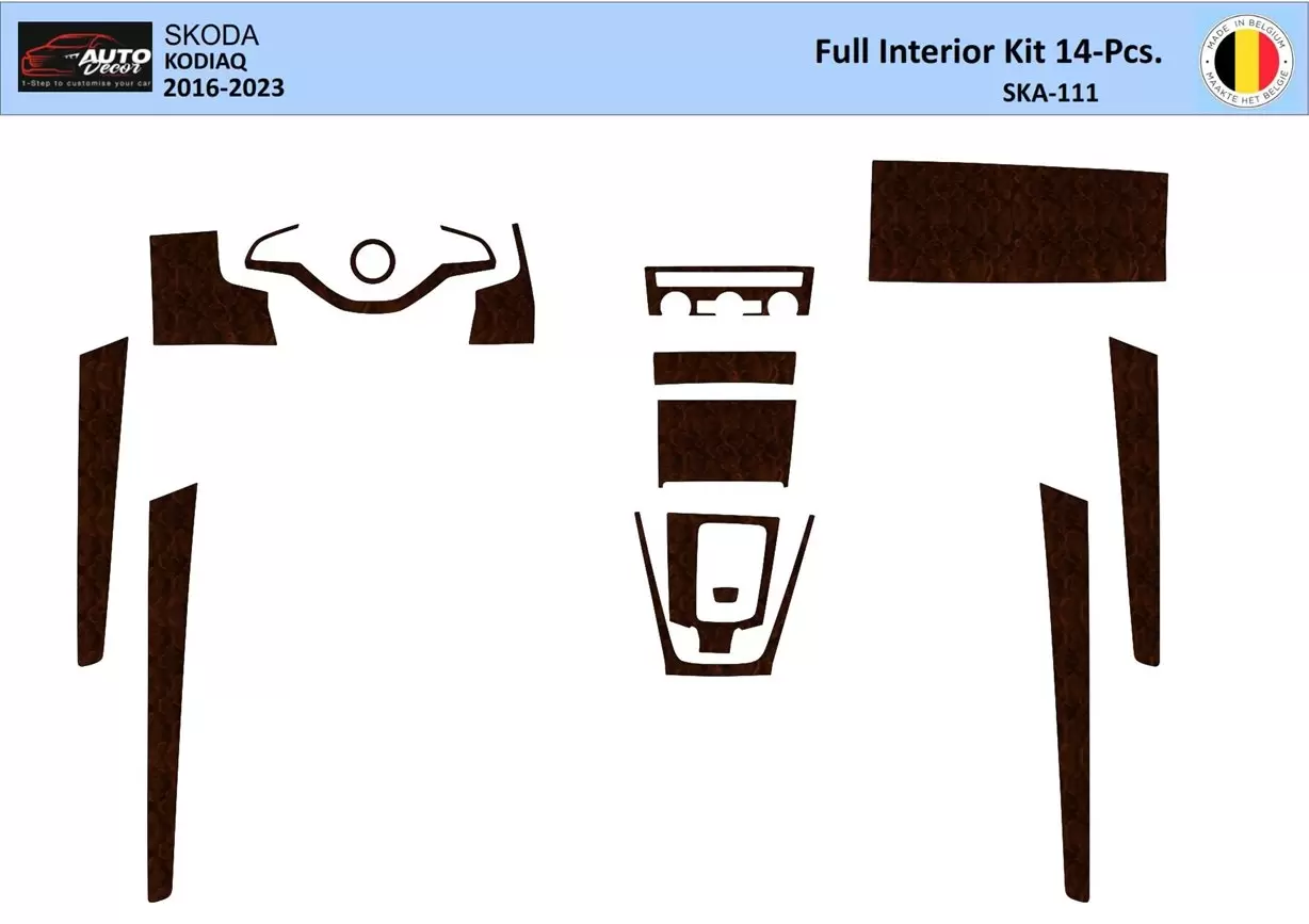 Skoda Kodiaq 2018 3D Interior Dashboard Trim Kit Dash Trim Dekor 14-Parts