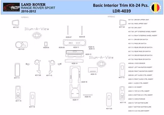 Land Rover Ranger Rover Sport 2010 Kit la décoration du tableau de bord 24 Pièce - 1 - habillage decor de tableau de bord