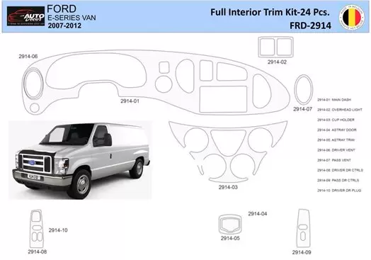 Ford E-Series E-Van 2008-2011 Kit la décoration du tableau de bord 10 Pièce - 1 - habillage decor de tableau de bord