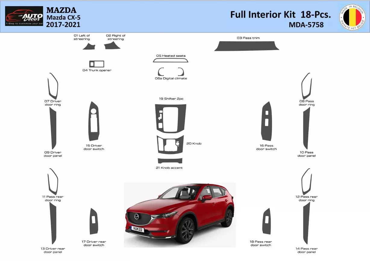 Mazda CX-5 2017-2021 Mittelkonsole Armaturendekor WHZ Cockpit Dekor 18 Teilige - 1- Cockpit Innenraum Dekor Mazda CX-5 2017-2021 Mittelkonsole Armaturendekor WHZ Cockpit Dekor 18 Teilige - 1- Cockpit Innenraum Dekor