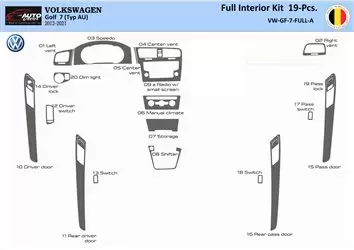 Volkswagen Golf VII AU 2012–2021 3D Interior Dashboard Trim Kit Dash Trim Dekor 19A-Parts