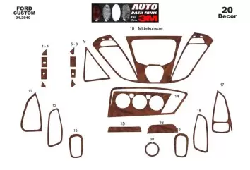 Ford Transit Custom 01.2014 3D Inleg dashboard Interieurset aansluitend en pasgemaakt op he 22 -Teile