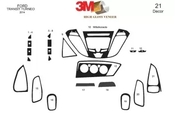 Ford Transit Custom Torneo 01.2014 Kit Rivestimento Cruscotto all'interno del veicolo Cruscotti personalizzati 23-Decori