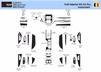 Subaru WRX Sedan 2022-2023 Interior WHZ Dashboard trim kit 51 Parts