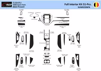 Subaru WRX Sedan 2022-2023 Mascherine sagomate per rivestimento cruscotti 51 Decori