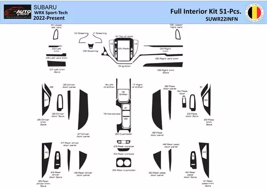 Subaru WRX Sedan 2022-2023 Habillage Décoration de Tableau de Bord 51 Pièce - 1 - habillage decor de tableau de bord