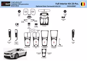 Chevrolet Camaro 2010-2015 Inleg dashboard Interieurset aansluitend en pasgemaakt 23 Delen