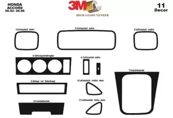 Honda Accord 92-98 Kit la décoration du tableau de bord 11-Pièce - 2 - habillage decor de tableau de bord