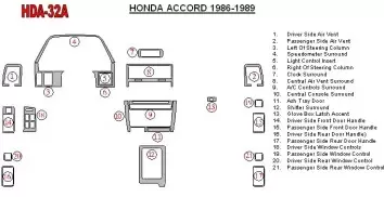 Honda Accord 1986-1989 Voll Satz BD innenausstattung armaturendekor cockpit dekor - 2- Cockpit Dekor Innenraum