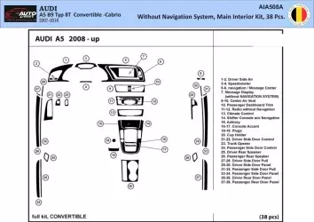Audi A5 2008-2014 Hatchback Kit Rivestimento Cruscotto all'interno del veicolo Cruscotti personalizzati 42-Decori