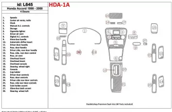 Honda Accord 1998-2000 4 Doors, Full Set, 28 Parts set BD Interieur Dashboard Bekleding Volhouder