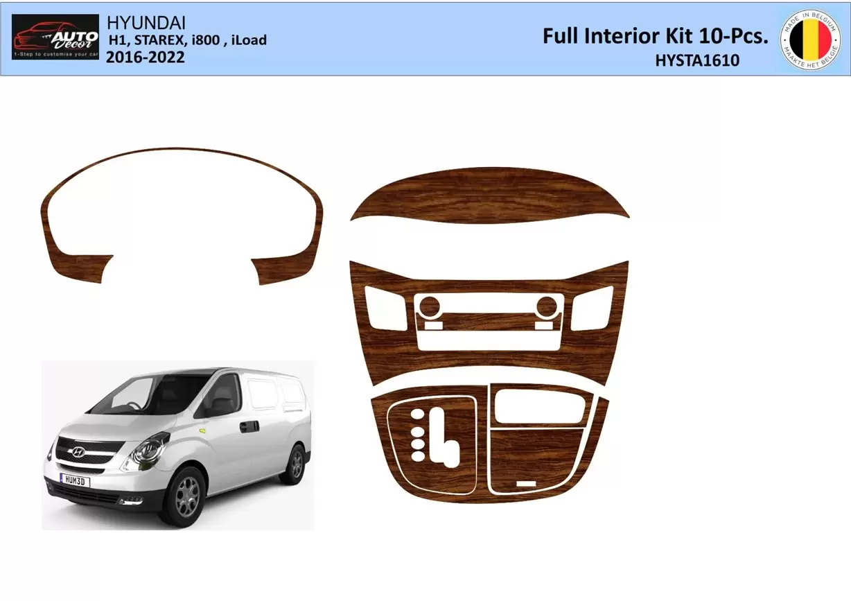 Hyundai H1 iLoad Volledige set 2016-2022 Inleg dashboard Interieurset aansluitend en pasgemaakt op he 10 -Onderdelen