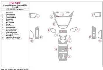 Hyundai Elantra Coupe 2011-UP Full Set, With NAVI BD Interieur Dashboard Bekleding Volhouder