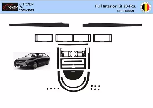 Kit de garniture de tableau de bord intérieur 3D pour Citroën C6 2005-2012, garniture de tableau de bord, 23 pièces