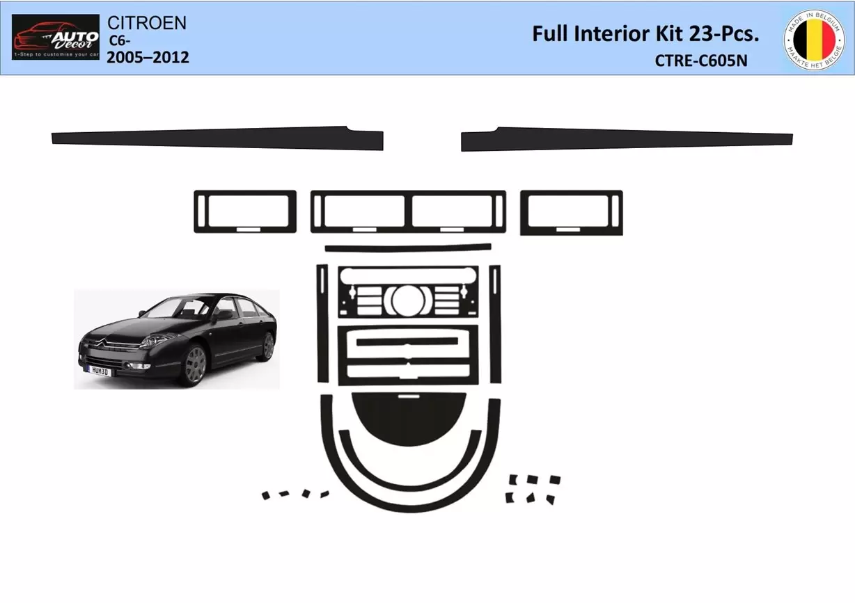 Citroen C6 2005-2012 3D Kit rivestimento interno cruscotto Dash Trim Dekor 23-Parti