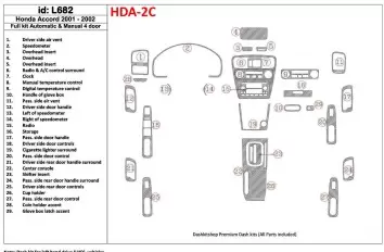 Honda Accord 2001-2002 4 Doors, Full Set, 29 Parts set Interior BD Dash Trim Kit
