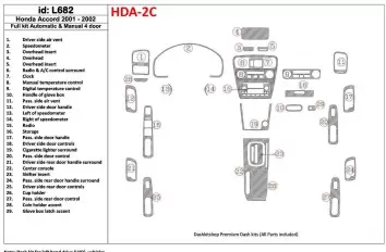 Honda Accord 2001-2002 4 Doors, Full Set, 29 Parts set Cruscotto BD Rivestimenti interni