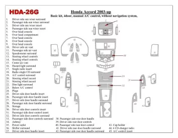 Honda Accord 2003-2007 Grundset, Manual Gearbox A/C Control, Without NAVI system, 4 Doors BD innenausstattung armaturendekor coc