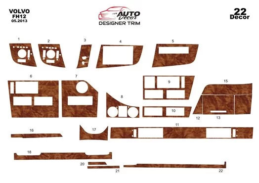 Volvo FH Version 4 01.2013 Mascherine sagomate per rivestimento cruscotti 11-Decori