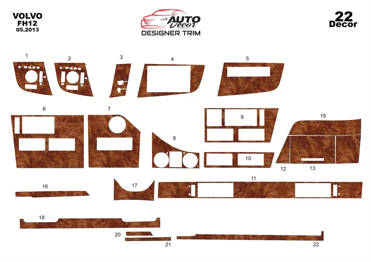 Volvo FH Version 4 01.2013 Mascherine sagomate per rivestimento cruscotti 11-Decori