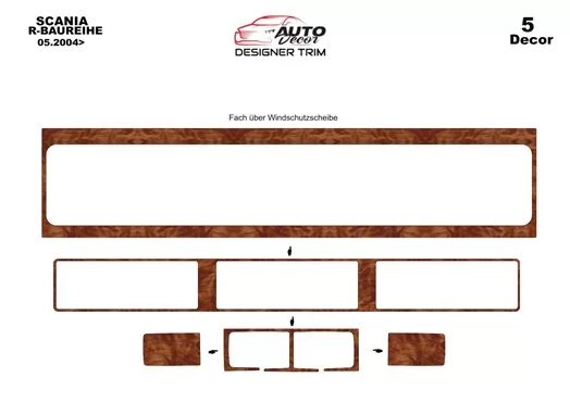 Scania R-Series HighLine 2004-2009 3D Inleg dashboard Interieurset aansluitend en pasgemaakt op he 5-Teile