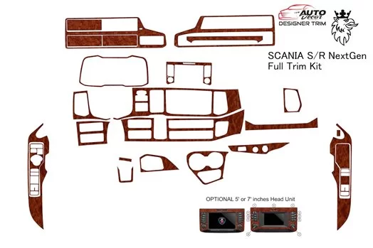 Scania NextGen NG TopSleeper ab 2016 Mittelkonsole Armaturendekor Cockpit Dekor 24-Teile