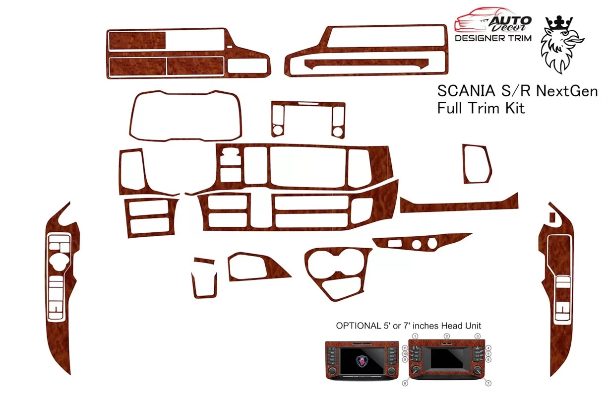 Scania NextGen NG ab 2016 Top Sleeper Habillage Décoration de Tableau de Bord 24-Pièce