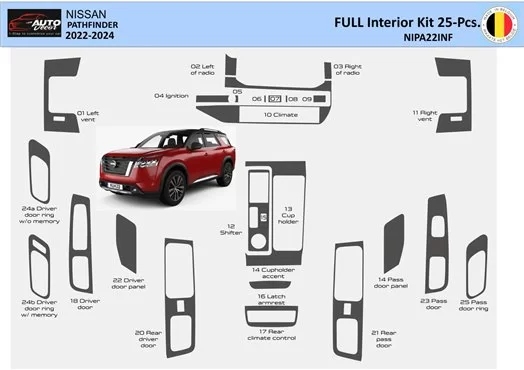 Nissan Pathfinder R53 2023 up Mittelkonsole Armaturendekor WHZ Cockpit Dekor 25 Teilige - 1- Cockpit Dekor Innenraum