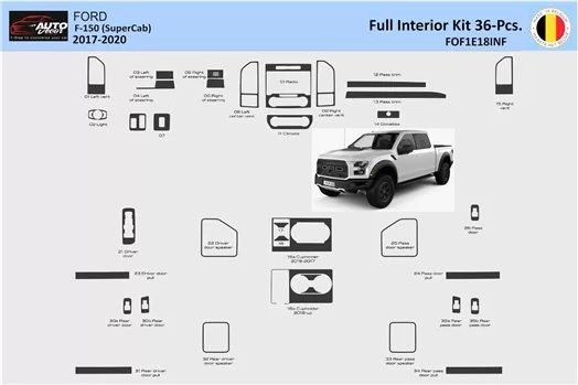 Ford F-150 SuperCab 2018-2020 Mascherine sagomate per rivestimento cruscotti 39 Decori