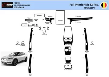 Ford Mustang Mach-E 2021-2024 Inleg dashboard Interieurset aansluitend en pasgemaakt 32 Delen