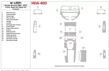 Honda Accord 2008-2012 4 Doors, Grundset, Automatic AC Control BD innenausstattung armaturendekor cockpit dekor - 1- Cockpit Dek