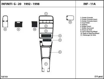 Infiniti G 1992-1996 Voll Satz BD innenausstattung armaturendekor cockpit dekor