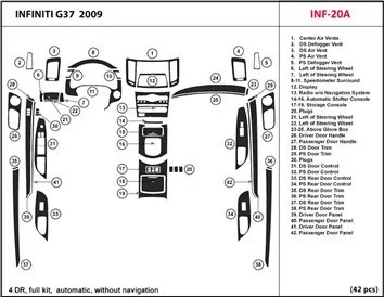 Infiniti G37 2007-2009 Full Set, Automatic Gear, Without NAVI BD Interieur Dashboard Bekleding Volhouder
