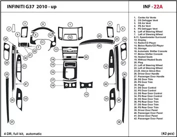 Infiniti G37x Sedan 2009-2009 Full Set, Automatic Gear, Without NAVI BD Interieur Dashboard Bekleding Volhouder