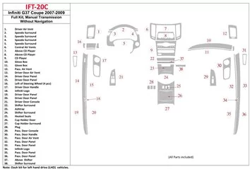 Infiniti G37 2007-2009 Full Set, Manual Gear Box, Without NAVI Interior BD Dash Trim Kit