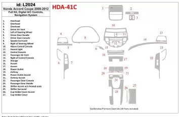 Honda Accord 2008-2012 Ensemble Complet, 2 Des portes (Coupe), Contrôle Aut la climatisation, Avec NAVI system BD Décoration de 