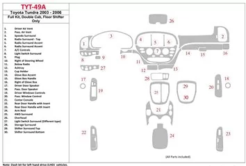 Toyota Tundra 2003-2006 Full Set, Double Cab BD Interieur Dashboard Bekleding Volhouder