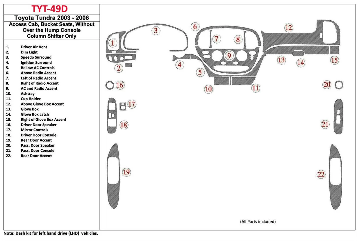 Toyota Tundra 2003-2006 BD Décoration de tableau de bord