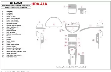 Honda Accord 2008-2012 Full Set, 2 Doors (Coupe), Manual Gearbox AC Control BD Interieur Dashboard Bekleding Volhouder