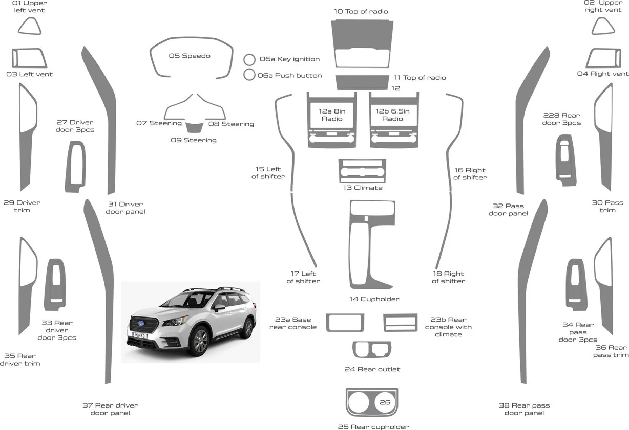 Subaru Ascent 2019-2022 Mittelkonsole Armaturendekor WHZ Cockpit Dekor 38 Teilige